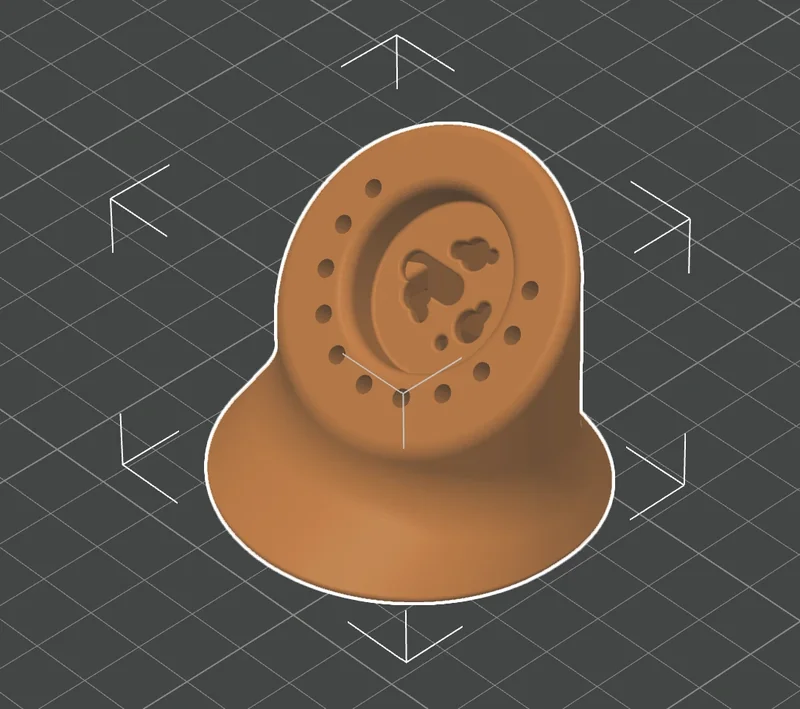 Slicer view of the stand upright on the build plate, resting flat on its bottom face