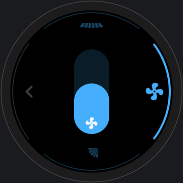 The Serin Link airflow screen: fan speed dragged, then the vane stepped through its positions