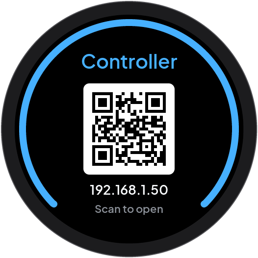 Controller web interface QR code and IP address