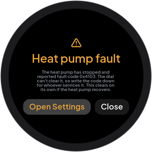 Heat pump fault details