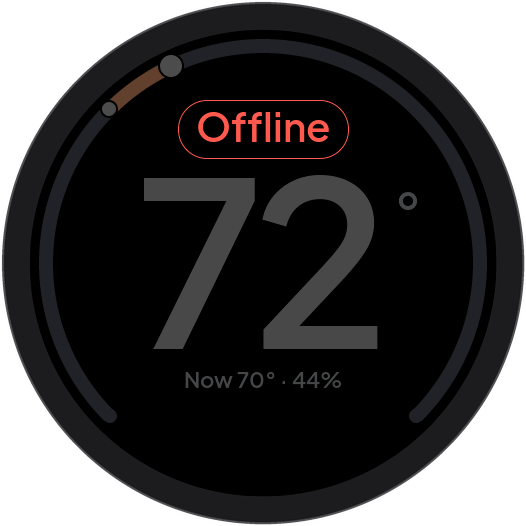Offline status label on the home screen