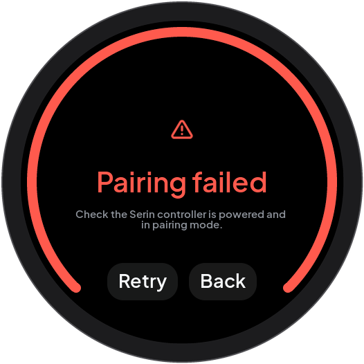 Pairing failure with Retry and Back