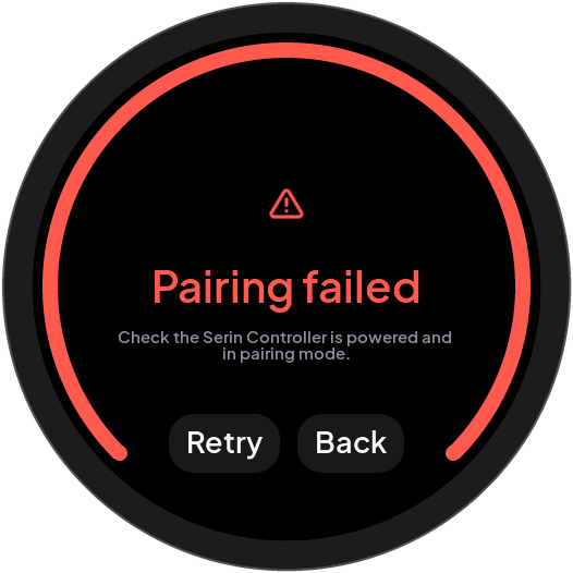 Pairing failure with Retry and Back